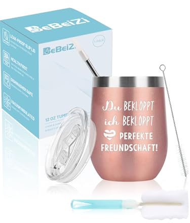 Regalos para mejor amiga, copa de vino de acero inoxidable con mensaje de regalo, taza térmica aislada al vacío para llevar con tapa y pajita, regalo de cumpleaños para mejor amigo, regalos de