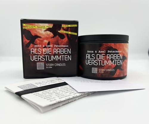Story Candles Crime Kerzen mit Geschichten von namhaften Autoren Überraschungskerze Geschenk Neuheit (Anne & Axel Petermann - Als die Raben verstummten)