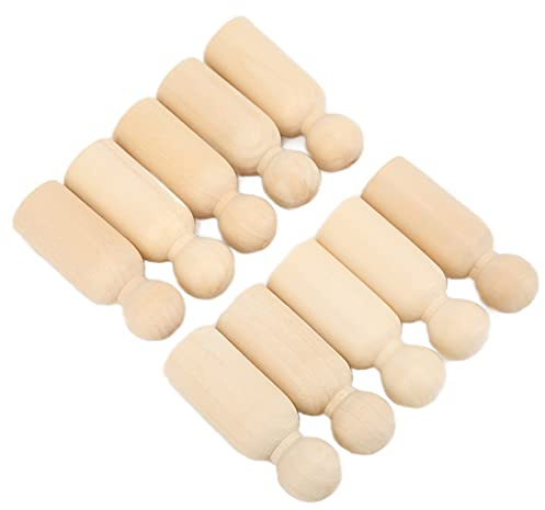 10er-Pack Holzfarbene Steckpuppen, DIY-Puppenpuppen aus Holz Zur Dekoration, Glatt und Sicher, Natürliches Material, Geeignet für DIY-Handarbeit, Ornamente (75MM Junge)