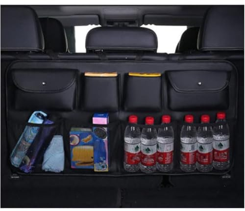 OZFRVXUG Kofferraum Taschen Auto für FIAT 500/500C/500E/Abarth 500 2007-2022, Hängend Leder Kofferraumtasche Faltbar Aufbewahrungstasche Auto ZubehöR,A/Black