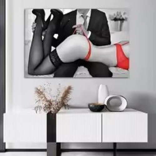 XINBAO Bilder auf Leinwand mit sexy Strümpfen und blondem Hintern, sexy Frau, nacktes Mädchen, Gemälde, Leinwanddrucke für Schlafzimmer, Wanddekoration, Poster, 60 x 80 cm, rahmenlos