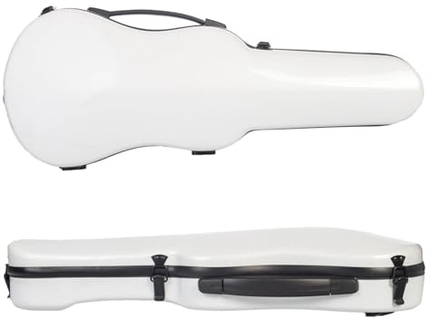 Geigenkasten Violine-Fiberglas-Koffer, 4/4-Koffer in voller Größe, Kohlefaser-Violinenkasten, stark, leicht, extrem stoß- und druckbeständig Für den Schutz von Geigen(Carbon fiber-White)