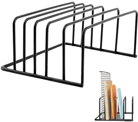 vcsjw Schneidebrett Halter mit 5 Fächern,Schneidebrett Halterung,Backblechhalter für Schrank,Schneidebrett Organizer Ständer Topfpfannendeckel Halter für Küche (18.8x14cmx8.2cm)