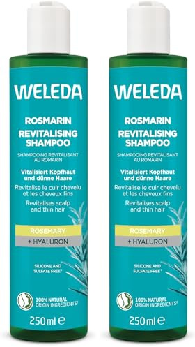 WELEDA Bio Rosmarin Revitalising Shampoo - Naturkosmetik Haarpflege Seife mit Hyaluronsäure & Rosmarinöl für mehr Volumen & eine gesunde Kopfhaut - Haarshampoo ohne Silikone & Sulfate (vegan, 250ml)