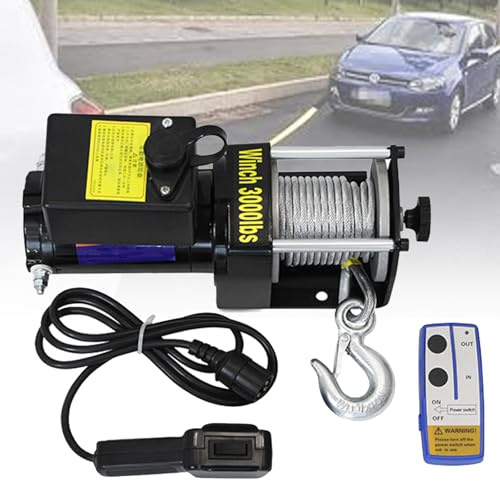 Treuil éLectrique éTanche 3000Lb-4000Lb, Treuil De Voiture 12V/24V Avec Double TéLéCommande, Pour Tout-Terrain Remorquage, RéCupéRation Automatique Du Sable, Sauvetage Monté Sur VéHicule,3000lb-24V