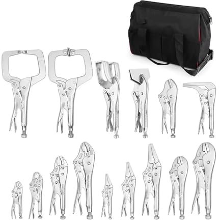 Crimpzange, 15-teilis Kmmzann-Set mit Werkzeugtasche, lan Nase, bone Backe, rade Backe, for Abkmmen von Bchen, U-förmi Greif- und Feststellkmmen für Profis