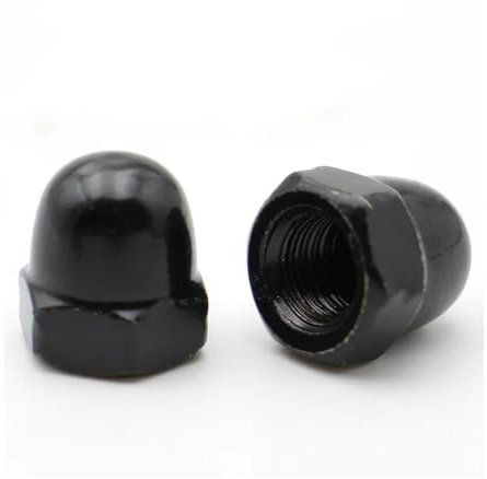 5–20 Stück schwarze metrische Hutmuttern aus Kohlenstoffstahl, Kronen-Sechskantmuttern, gewölbte Hutmuttern(M10 x 5pcs)