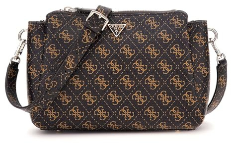 GUESS Noelle II Tri Compartment Crossbody Brown Logo