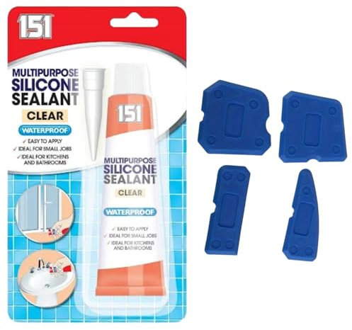 Asquare Essentials® Clear Silicone Sealant | Multipurpose Waterproof Sealant for Bathroom & Kitchen | Transparent 70g Tube + Finishing Tool for Smooth & Professional Finish