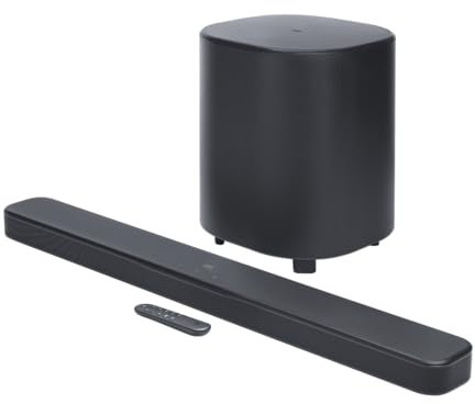JBL Bar 500 MK2, Soundbar Bluetooth a 5.1 Canali per TV con Subwoofer da 10, Audio Surround Dolby Atmos, HDMI eARC, Wi-Fi, Video 4K, PureVoice 2.0 e MultiBeam 3.0, Nera