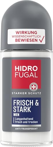 Hidrofugal MEN FRISCH & STARK Roll-on, starker Antitranspirant Schutz mit erfrischendem Duft, langanhaltendes Deo für Männer ohne Ethylalkohol (50 ml) (Packung mit 5)