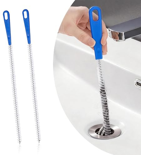 Quelcc 2 PCS Sink Unblocker Cleaning Brush, 60 cm Sink Unblocker Brush, Drain Unblocker Set, Plughole Unblocker, Bathroom Pipe Unblocker, Hair Cleaner for Toilet Bathroom Kitchen Sewer