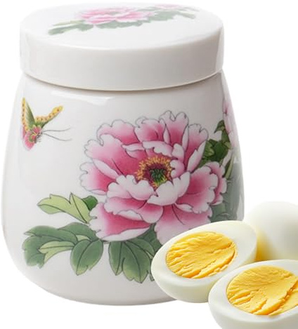 Set di contenitori per uova in camicia, 220 ml, stile retrò, barattolo in ceramica resistente, contenitore decorativo con coperchio, collezione di stoviglie senza, per colazione, cucina, casa