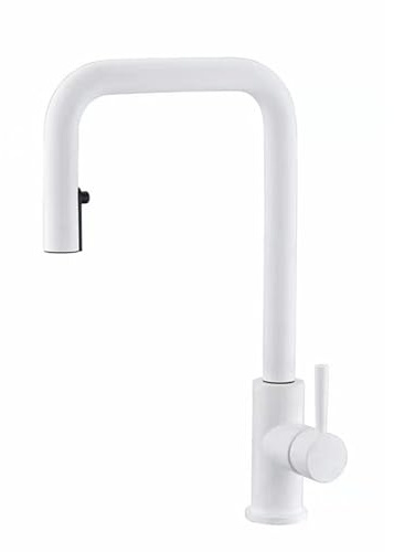 Rubinetto Cucina con Doccetta Estraibile Bianco Rubinetteria Cucina Estensibile Acciaio Inossidabile-Bianco