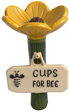 NGOKPYD Cups for Bees, Bee Watering Station For Garden Resin Flower Bee Waterer Insect Water Feeder Station Bird Butterfly Drinking Cup(B Yellow)