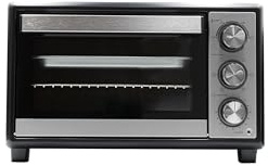 BEHOME Forno Elettrico Ventilato 38L da tavolo, Temperatura fino a 230°, Timer 60 min, Forno elettrico da tavolo con griglia, teglia e sollevatore griglia inclusi, antiaderente, doppio vetro