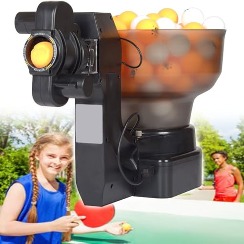 Lanciatore automatico di palline da ping pong per allenamento, macchina automatica da ping pong con 100 palline, robot da ping pong a testa singola per migliorare le abilità e la pratica