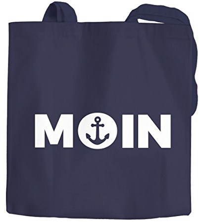 MoonWorks Jutebeutel Moin mit Anker Anchor Baumwolltasche Stoffbeutel Tragetasche Einkaufstasche navy 2 lange Henkel
