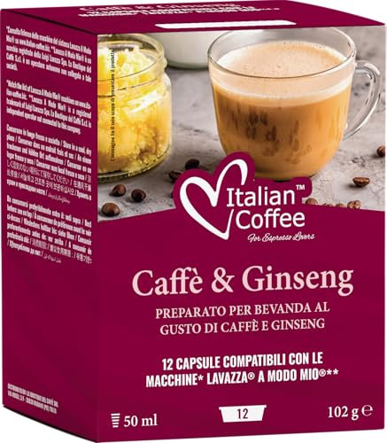 Italian Coffee 96 Capsule Ginseng Compatibile con Lavazza A Modo Mio