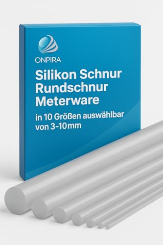 Silikon Schnur Rundschnur – Meterware in 10 Größen auswählbar Ø3–10 mm, Industriequalität, temperaturbeständig -60 °C bis 200 °C, flexibel, langlebig, ideal für Dichtungen, DIY & Industrie (3mm)