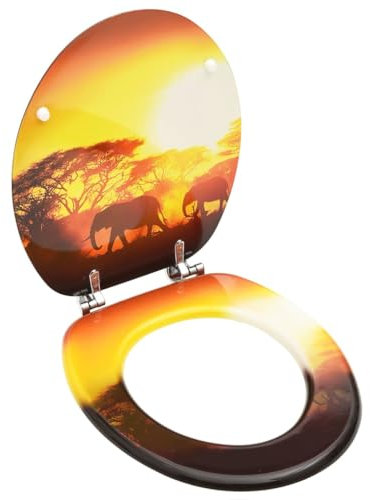 vidaXL Toilettensitz mit Deckel für alle gängigen WC-Becken Toilettendeckel WC Sitz Klodeckel Klobrille WC Brille Badezimmer MDF Savanne Design