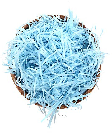 Shiwaki 100g Mehrfarbige Raffia-Papierschnitzel Geschreddertes Seidenpapier Füllmaterial,Geschredderte Crinkle-Konfetti für DIY-Geschenkverpackungen und Korbfüllung - Blau