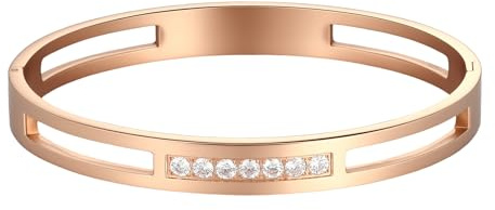 MILAKOO 6/8mm Gold/Silver Color Bangle Hollow Stainless Steel with Rhinestone Bracelets