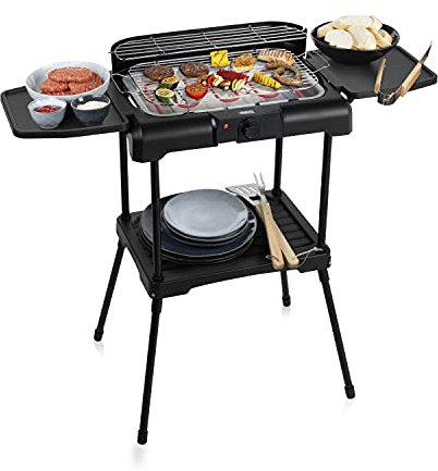Princess 2-in-1 Elektrischer Grill mit klappbaren Seitenteilen – 2200 Watt, 44 x 24,5 cm Grillfläche, Standgrill und Tischgrill, 112250