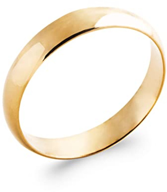 Tata Gisèle Bague Alliance Mixte en Plaqué Or 18 Carats - Largeur 4 mm - Gravure Incluse - Ecrin Offert (54)
