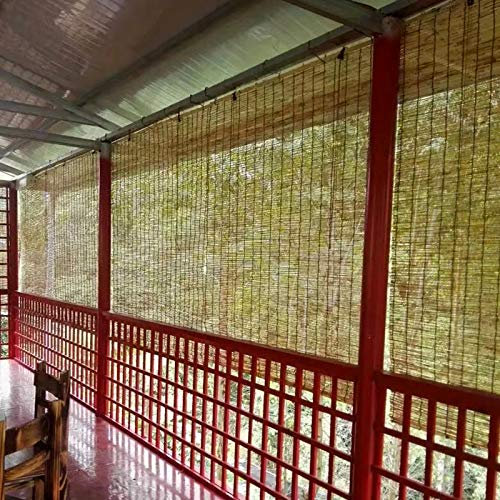 KDDEON Natürlichem Bambusjalousien Handgewebte Bambus Rollläden,Schilf Vorhang Verdunkelungs-Trennwand Verdunklungsrollo Strohjalousien,für Pavillon-Markisen,Anpassbar (115x220cm/45x87in)