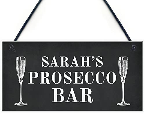 Prosecco Bar Sign Shabby Personalised Home Bar Garden Sign Prosecco Alcohol Gift