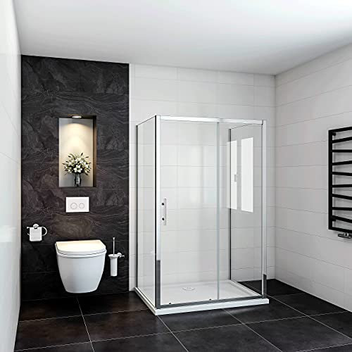 Aica Sanitär U-Kabine U FORM Duschkabine 120x90x90cm Duschabtrennung Duschtür Schiebetür 6mm Glas H195cm