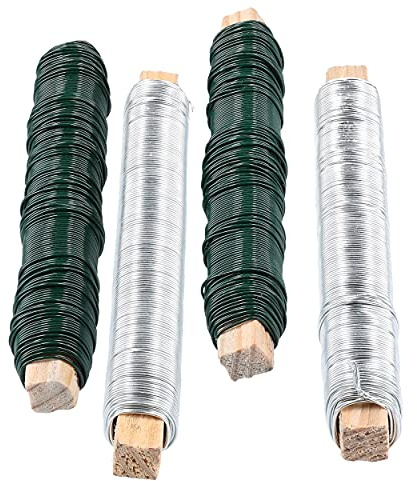mumbi 4X 33m Bindedraht Spanndraht Wickeldraht Blumendraht 0,7 mm Draht Gartendraht Pflanzendraht (2X grün, 2X Silber)
