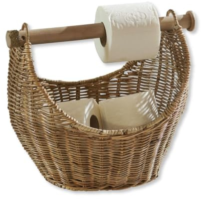 Loberon Toilettenpapierhalter Liope, braun | mit Stauraum im Korb, handgeflochten, Toilettenpapier-Aufbewahrung, Badzubehör, Bad-Accessoire, Rattan