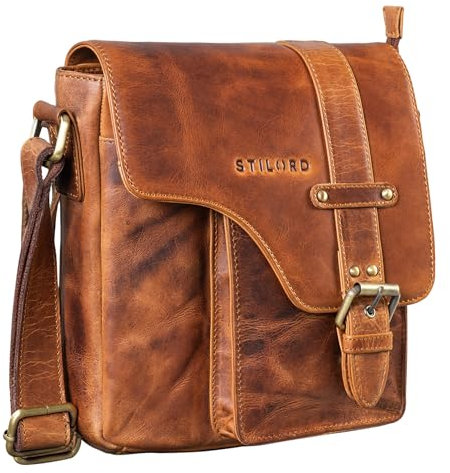 STILORD Umhängetasche aus Leder cognac - Schultertasche - Vintage Ledertasche für Männer - Herren Messenger Bag 'Nino'