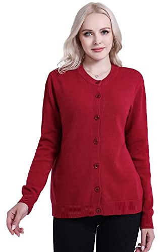 SMILING PINKER Femmes Cardigan Tricot Gilet Manches Longues Pull avec Boutons Casual Hiver