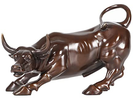 NILEEBUKER Bronze-Wand-Street-Bullen-Statue, Skulptur, Börsenmarkt, Ladetier, Tierfigur, Kunst, Heimbüro, Dekoration, 19,8 cm L