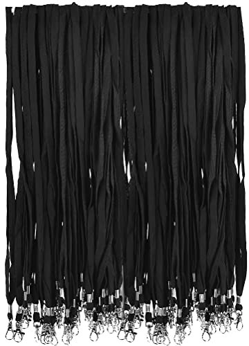 45cm Schlüsselband 100 Stück Lanyards schlüsselanhänger band lanyard Nackenband Swivel Schließe Umhängebänder mit Karabinerhaken Büro Abzeichen für ID-Karten Ausweise Schlüssel für ID-Karten(Schwarz)