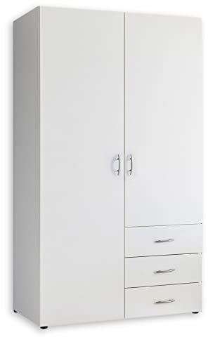 HARRY Kleiderschrank Weiß - Vielseitiger Drehtürenschrank 2-türig für Ihr Schlafzimmer - 101 x 176 x 51 cm (B/H/T)