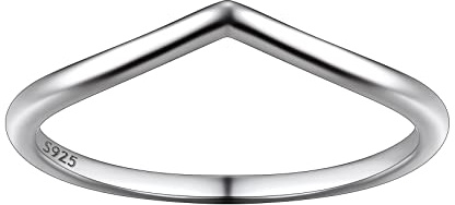 Suplight Silberringe Damen 925 Wishbone Ring Damen v- förmiger Fingerring Shining Wish Ring Stimmungsring Modeschmuck Daumenring Größe 59