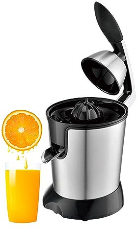 Exprimidor eléctrico profesional 350 W de acero inoxidable – 0,4 l, fácil de limpiar, sin BPA, ideal para exprimir naranjas y otros cítricos, color plateado