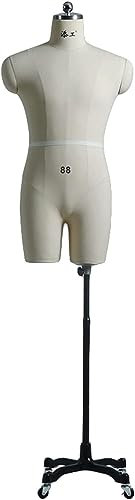 SAFWEL Schneidermode Schaufensterpuppe zum Nähen von Herrenbekleidung und Hosen, Schwarz/weiße Schneiderpuppe aus Schaumstoff mit Rädern, Verstellbare Höhe ( Color : White , Size : XXL-104 )