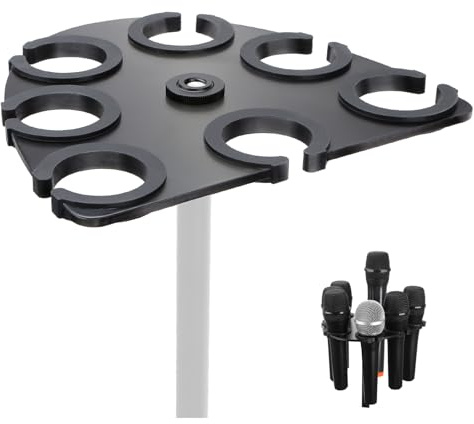 Numhag Multi Mic Holder - Organize Up to 7 Wired & Wireless Mics, Aluminum, Black