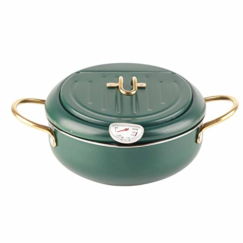 Friteuse, Friteuse, Friteuse, Friteuse Avec Panier, Friteuse En Acier Inoxydable, Marmite Avec Thermomètre Poêle à Frire Japonaise En Acier Inoxydable Pour Cuisinière à Induction Vert Profond, fr