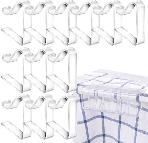 Goowafur 12 Stück Tischtuchklammern Transparent, Tischdeckenklammern Kunststoff Tischtuchhalter Tischdecke Clips für Esszimmer, Picknick, Tische im Freien