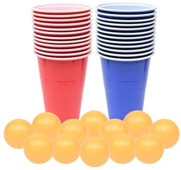 Beer-Pong Set Bier Pong Trinkspiel Partybecher mit 24 Bechern 24 Bällen