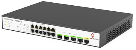 XikeStor Switch gestito a 16 porte 2,5G L2, 12 porte RJ45 da 2,5 G e 2 RJ45 da 10 G e 2 SFP da 10 G, switch di rete ad alta velocità, splitter Ethernet, montaggio su desktop/rack