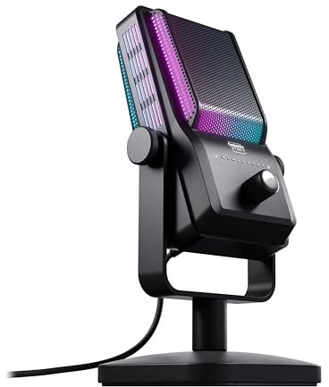 CHERRY XTRFY NGALE R, Premium USB Microphone for Recordings & Streaming, Plug & Play via USB Connection, Mute, RGB & Gain, Low-Cut Filter for Gaming, Black