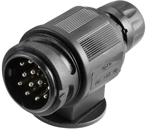 AGRISHOP Prise remorque 13 broches étanche, 12V connecteur attelage de remorque male pour porte-vélos, caravane, fiche remorque 13 broches male
