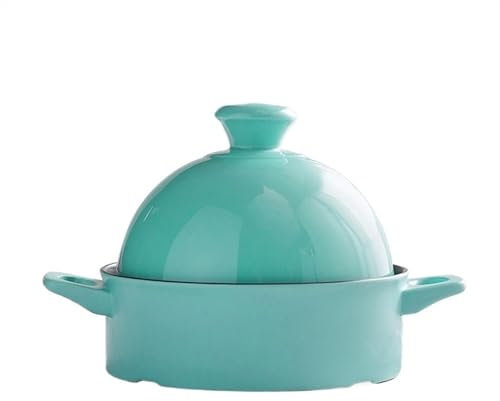 LVYUDS Ceramics Tagine Compatible with Gas Stove 1.1 Quart Cone-Shaped Lid Tajine Moroccan Special Casserole for Claypot Rice Stone Pot Bibimbap Stew(Color:Blue)